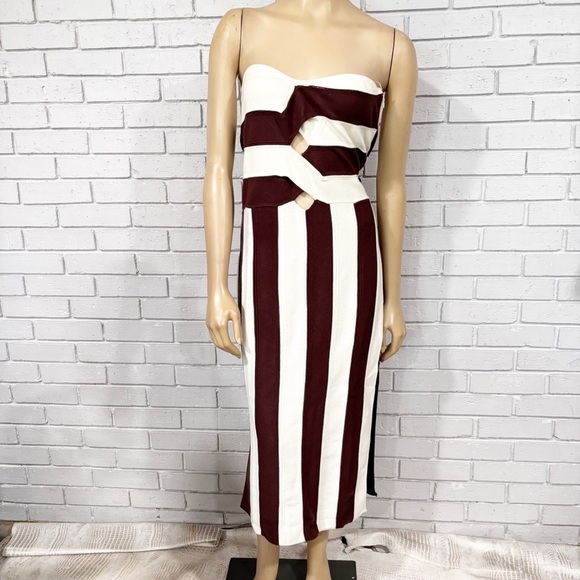 Anthropologie Striped Brown and White Women's Dress - Picture 5 of 12